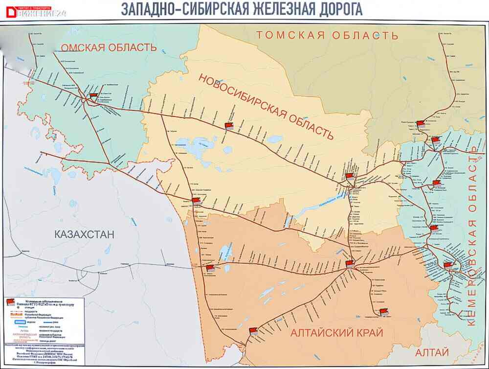 Карта железных дорог сибири